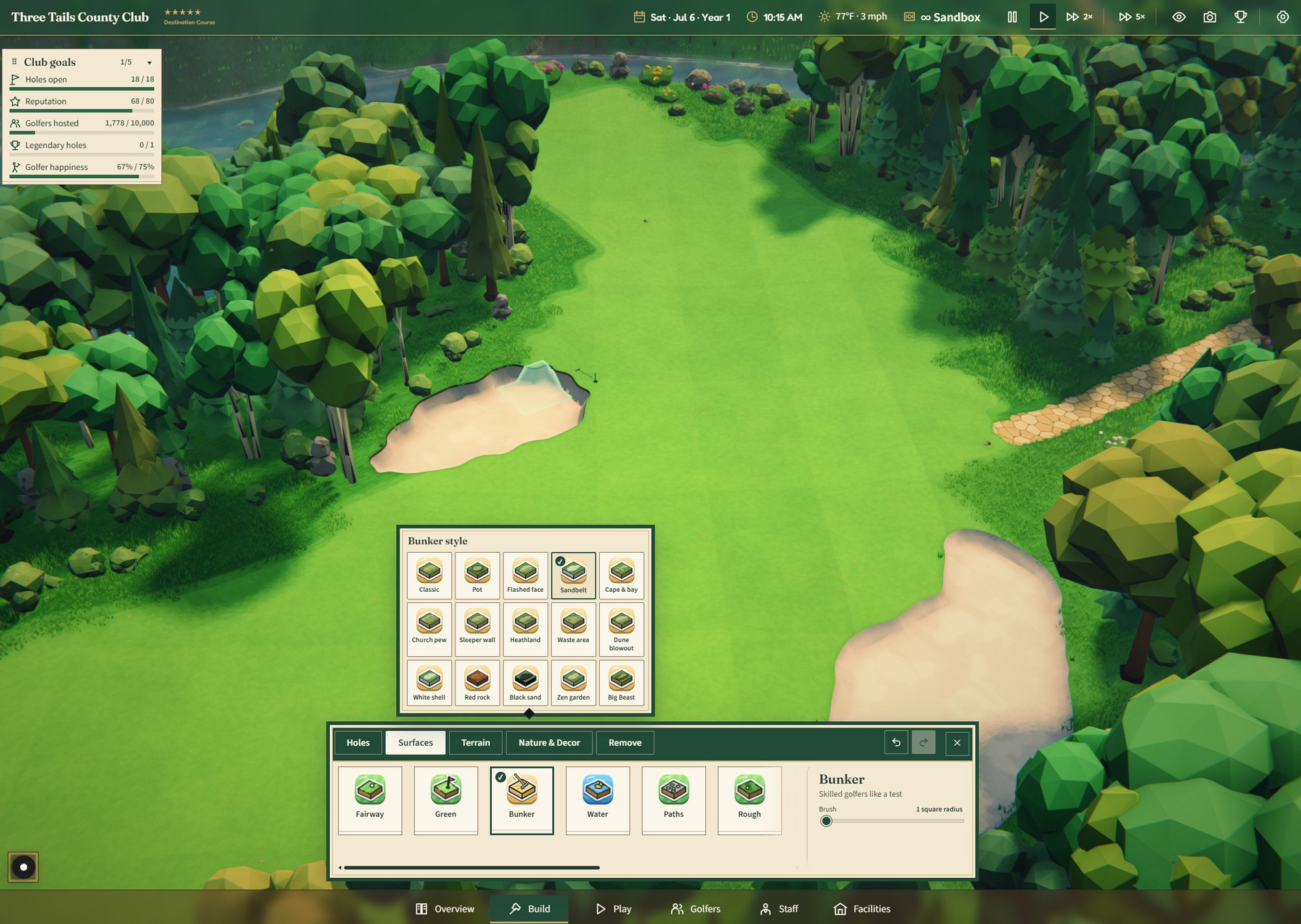 Painting Sandbelt bunkers beside a fairway